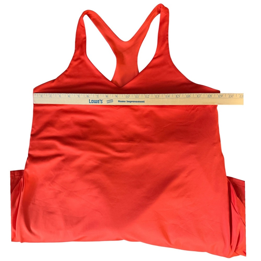 Girlfriend Collective 4X Orange Racerback Exercise Dress Built In Shorts Pockets - Picture 3 of 12